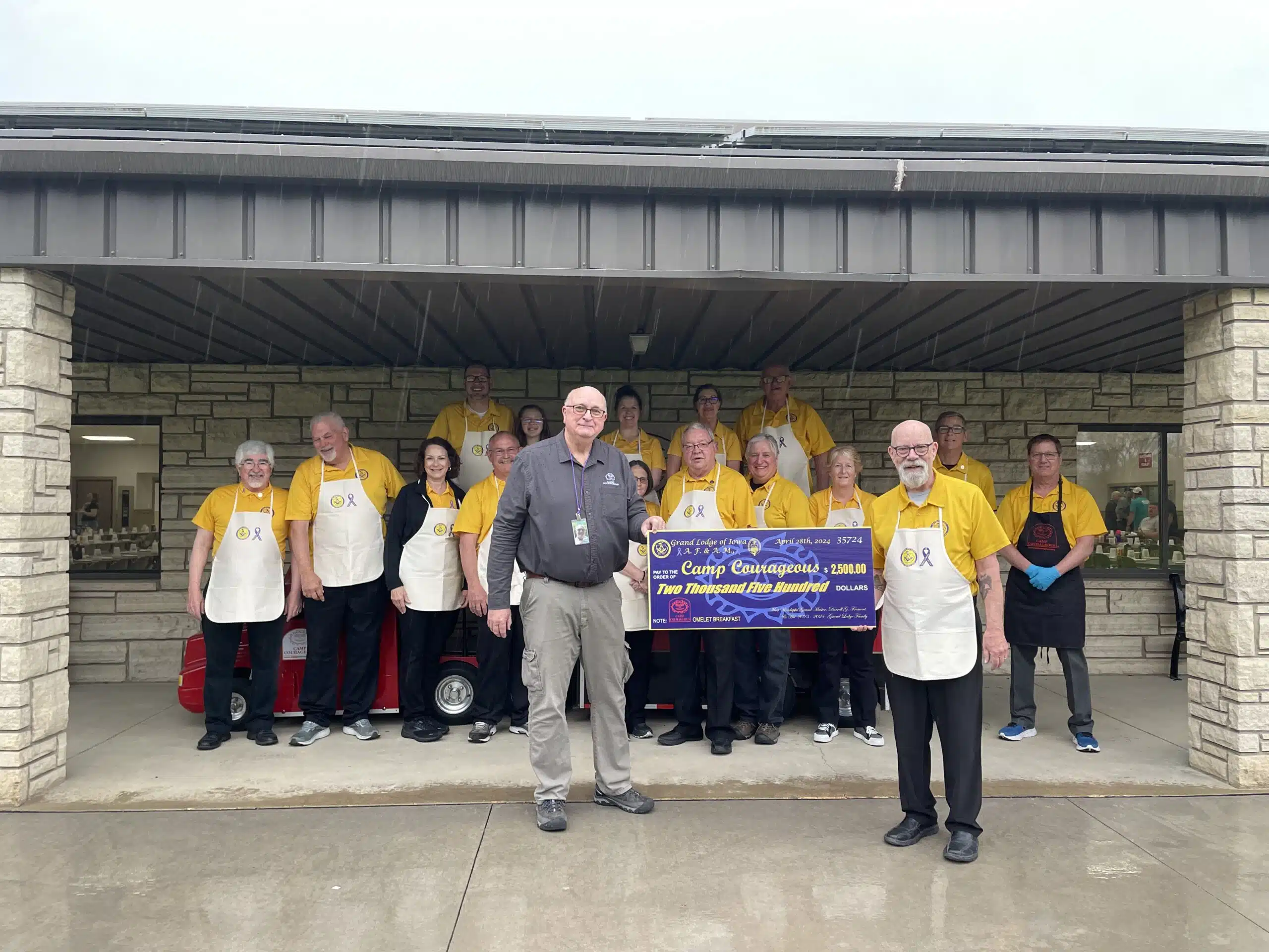 Grand Master of Masons in Iowa, Darrell Fremont & Iowa Grand Lodge Serve Breakfast & Present A Check To Camp!
