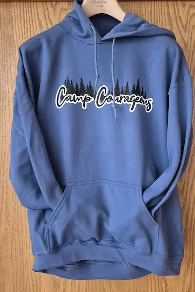 Camp Courageous Hooded Sweatshirt with tree line
