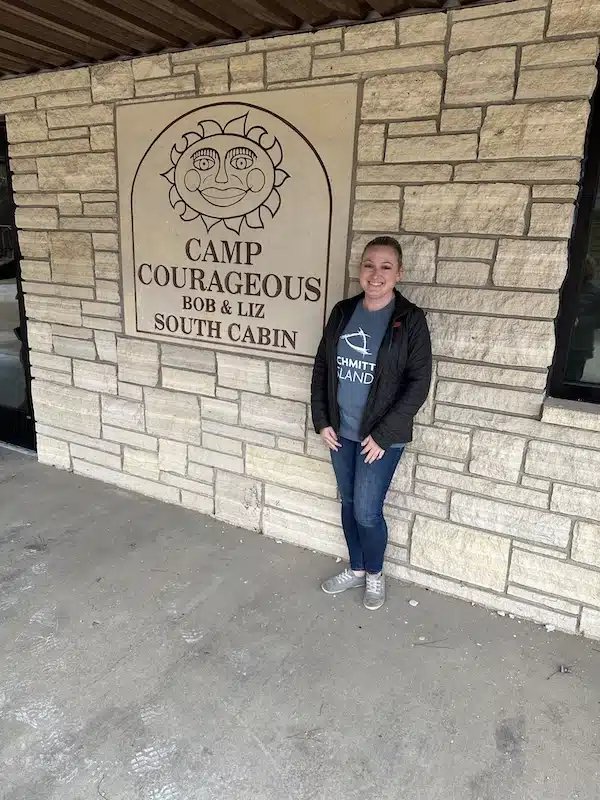 Mandy Miller, Manager of Strategic Philanthropy for the Dubuque Racing Association (DRA) visit Camp Courageous