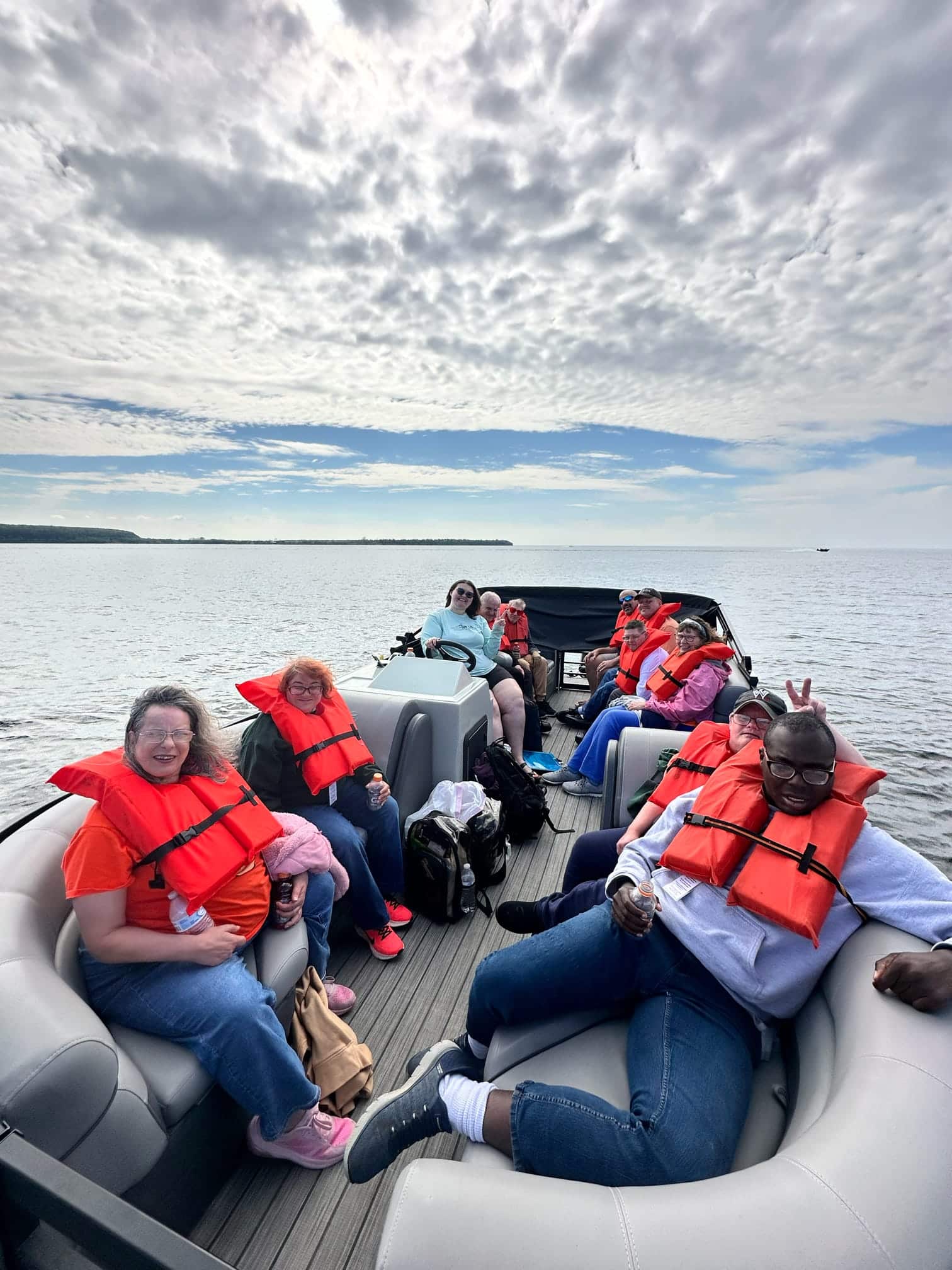 Campers visit serene lakefront cabin